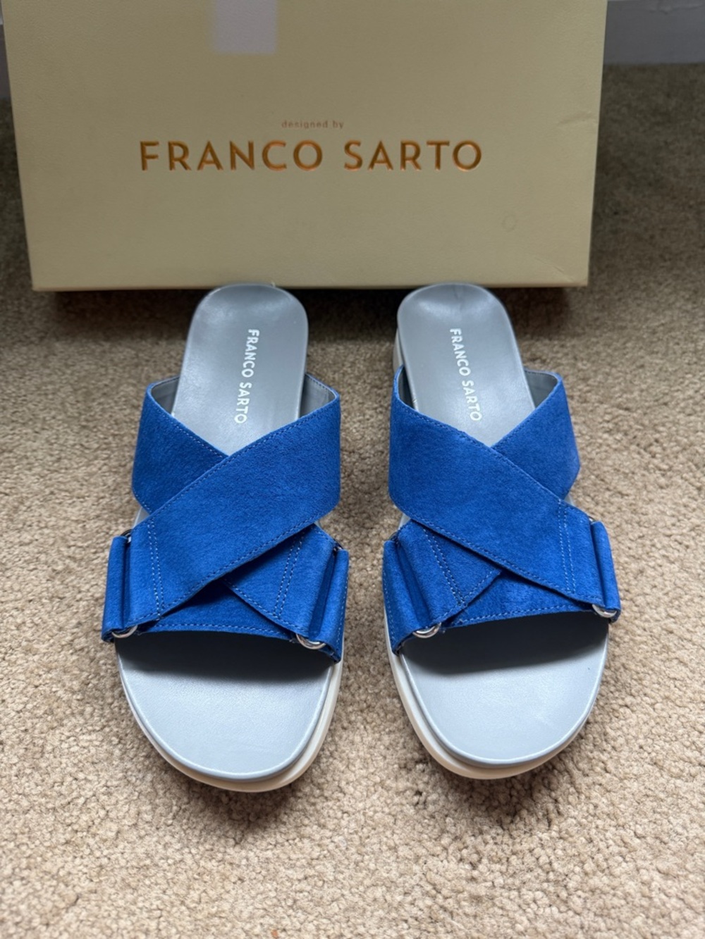 NIB Franco Sarto Leather Sandals - Blue - Women's Size 7.5 M